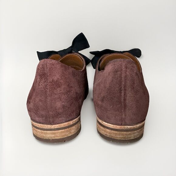 Kork-Ease Women Beryl Oxford Slip On Shoes Suede Burgundy Big Bow Retro SIZE 7.5 - Picture 3 of 12